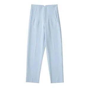 TRAFZA Women Elegant Solid Pencil Pants High Waist Pant For Women Casual Streetwear Woman Trousers Office Wear Chic Pant