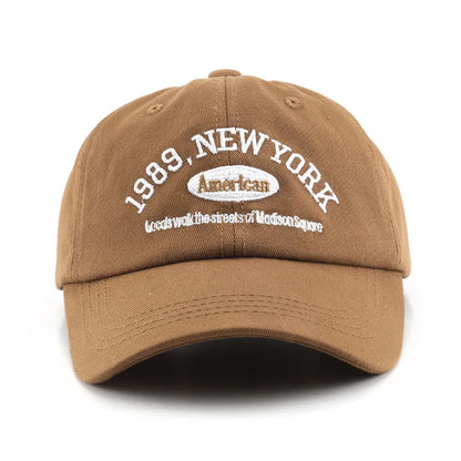 Men and Woman's Baseball Caps Adjustable Casual Embroidered 1989 New York American Cotton Sun Hats Unisex Solid Color Visor Hats