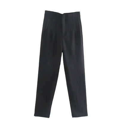 TRAFZA Women Elegant Solid Pencil Pants High Waist Pant For Women Casual Streetwear Woman Trousers Office Wear Chic Pant