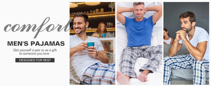 3pcs Men's Pajama Bottoms Spring/Summer Cotton Thin Plaid Sleep & Lounge Pants with Pockets and Elastic Waistband