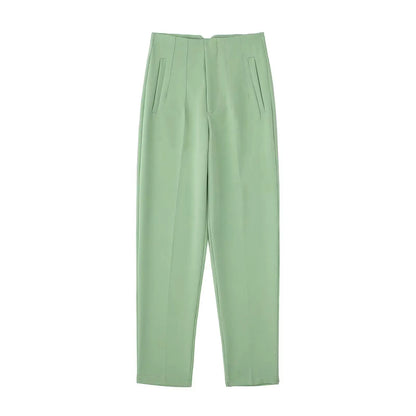 TRAFZA Women Elegant Solid Pencil Pants High Waist Pant For Women Casual Streetwear Woman Trousers Office Wear Chic Pant