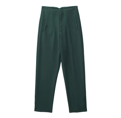 TRAFZA Women Elegant Solid Pencil Pants High Waist Pant For Women Casual Streetwear Woman Trousers Office Wear Chic Pant