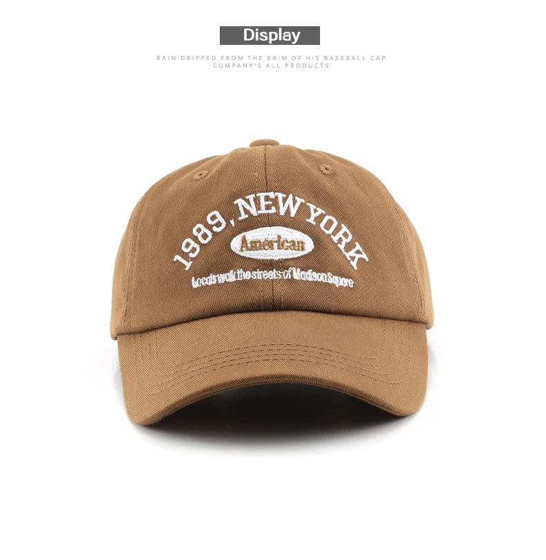 Men and Woman's Baseball Caps Adjustable Casual Embroidered 1989 New York American Cotton Sun Hats Unisex Solid Color Visor Hats