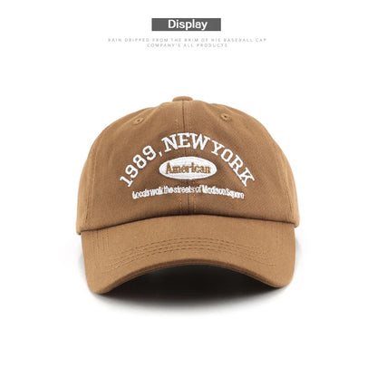 Men and Woman's Baseball Caps Adjustable Casual Embroidered 1989 New York American Cotton Sun Hats Unisex Solid Color Visor Hats