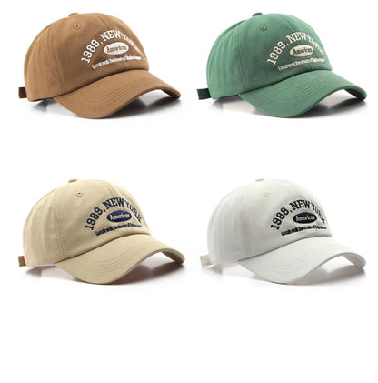 Men and Woman's Baseball Caps Adjustable Casual Embroidered 1989 New York American Cotton Sun Hats Unisex Solid Color Visor Hats