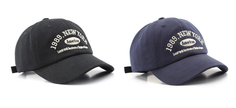 Men and Woman's Baseball Caps Adjustable Casual Embroidered 1989 New York American Cotton Sun Hats Unisex Solid Color Visor Hats