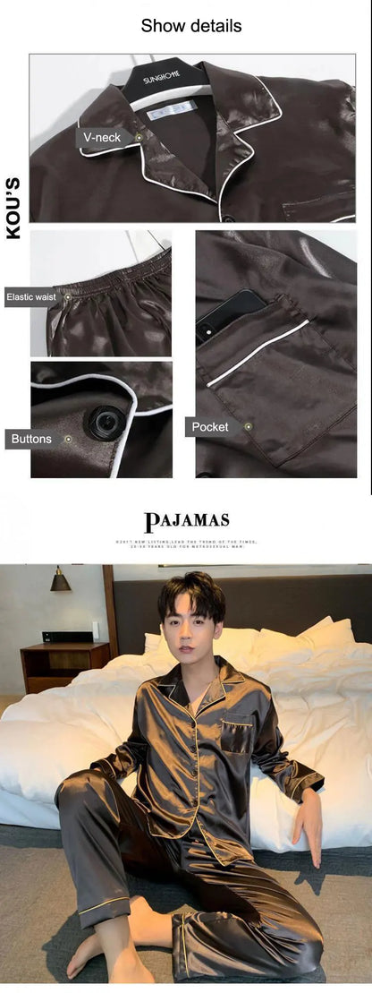 Men's Pajamas Set New in Single-breasted Long Sleeve Big Size Microfiber Pijama Male Home Clothes Winter Sleepwear For Sleeping