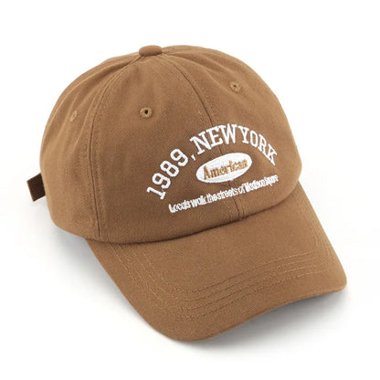 Men and Woman's Baseball Caps Adjustable Casual Embroidered 1989 New York American Cotton Sun Hats Unisex Solid Color Visor Hats
